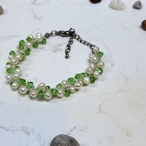 Green and white bracelet crystals